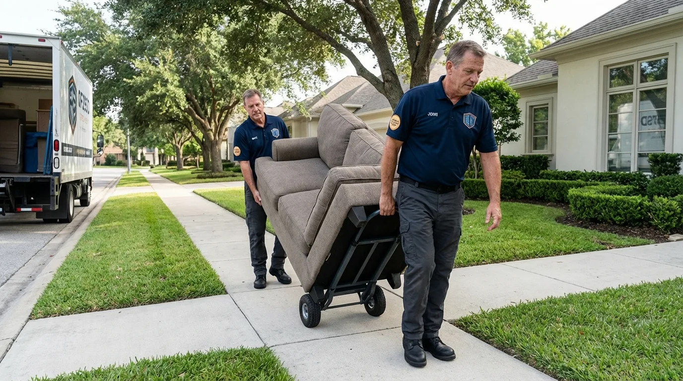 Local residential moving crew loading furniture in Caldwell, KS
